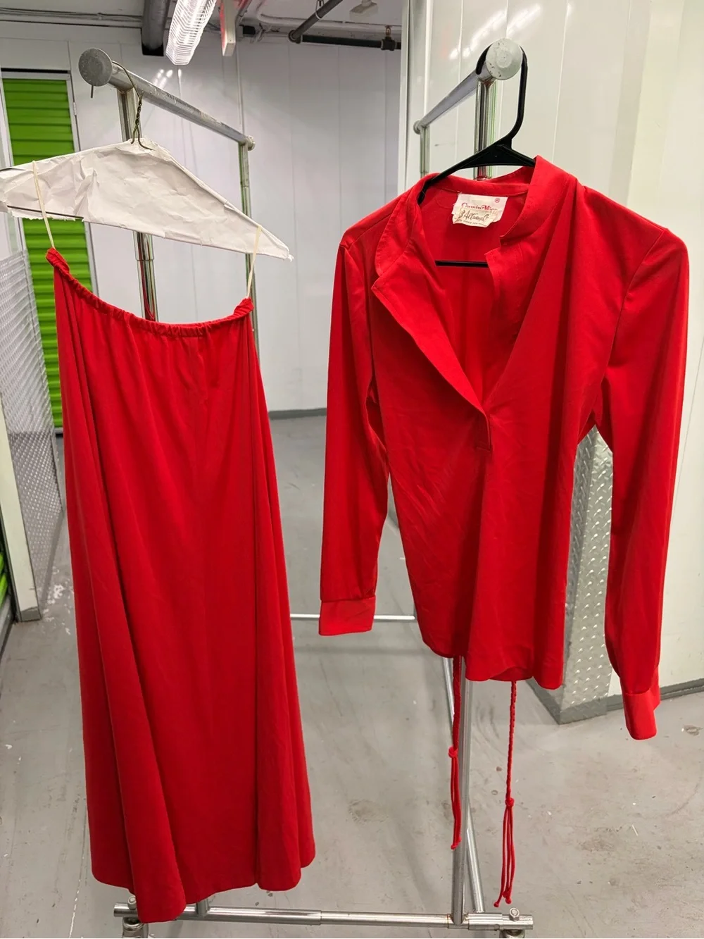 Country Miss size 14 Vintage Red Two-Piece Set - Wrap Top & Maxi Skirt